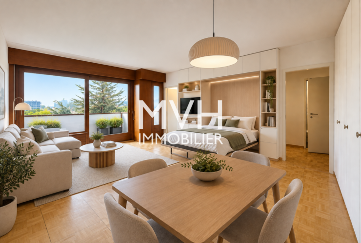 Appartement rénové 9ème étage avec vue sur le Mont-blanc